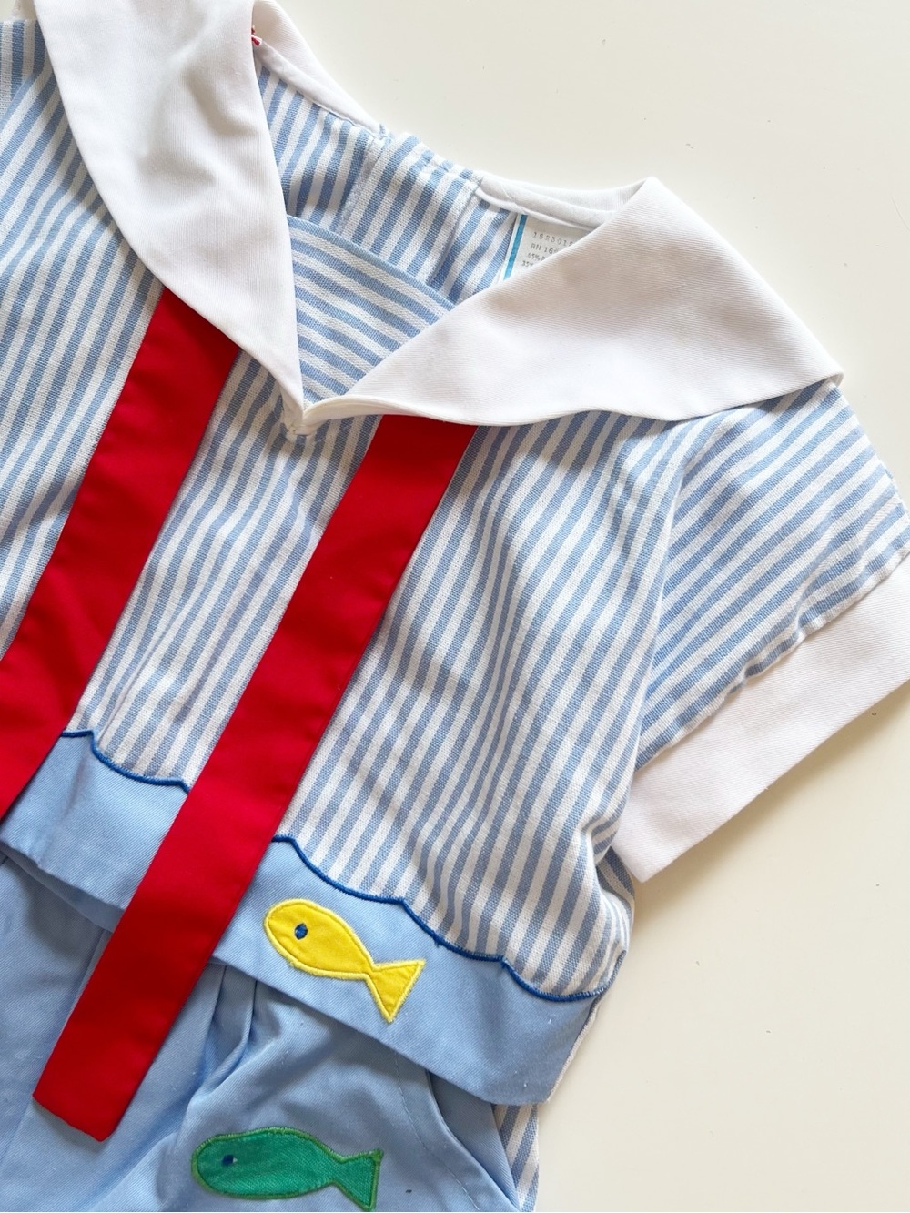 Vintage Two-Piece Blue Fish Appliqué Sailor Set | Size 2 - Picture 2 of 7